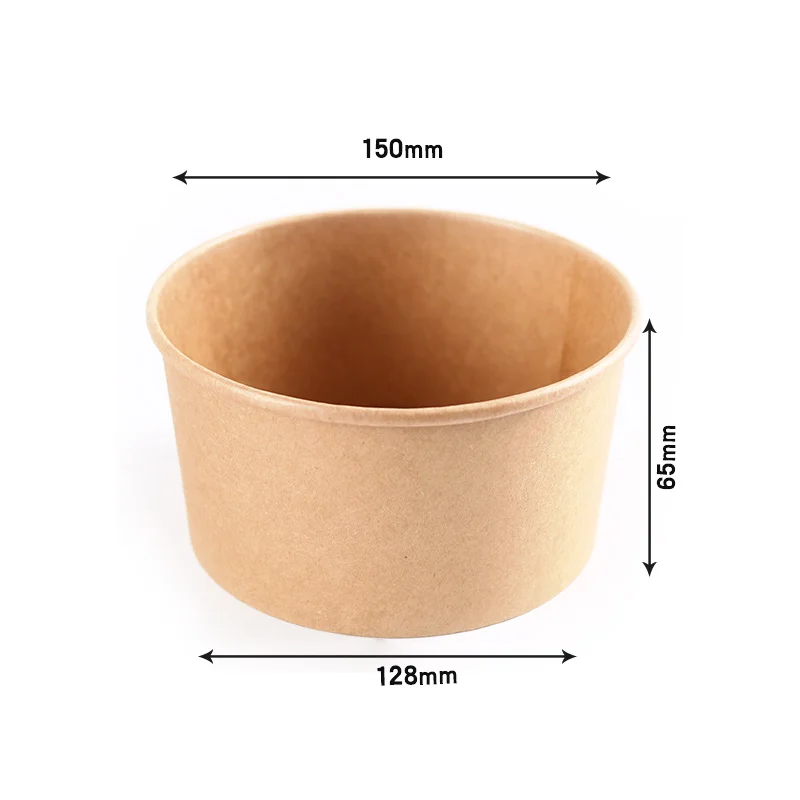 Custom logo printing ECO-friendly compostWholesale High Quality Takeaway  32oz brown paper bowl leak proof for dinner