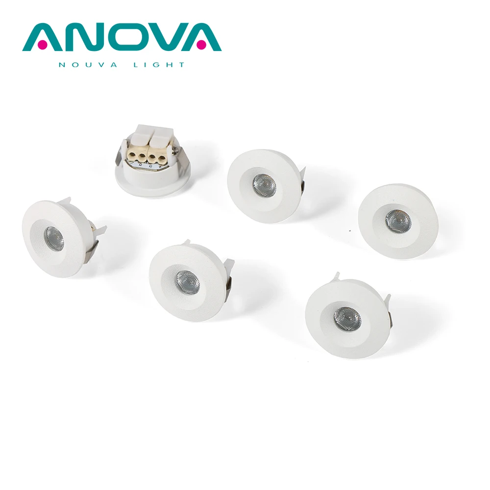 Ultra slim 17mm height IP44 aluminum white surface downlight 1w led mini recessed spot light
