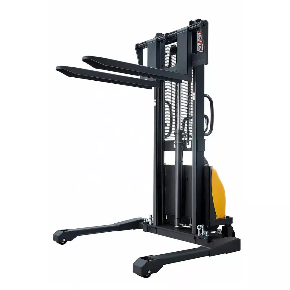 SATONG factory direct 1500kgs 1.5ton 3300lbs 1.6m semi-electric straddle stacker with adjustable forged forks
