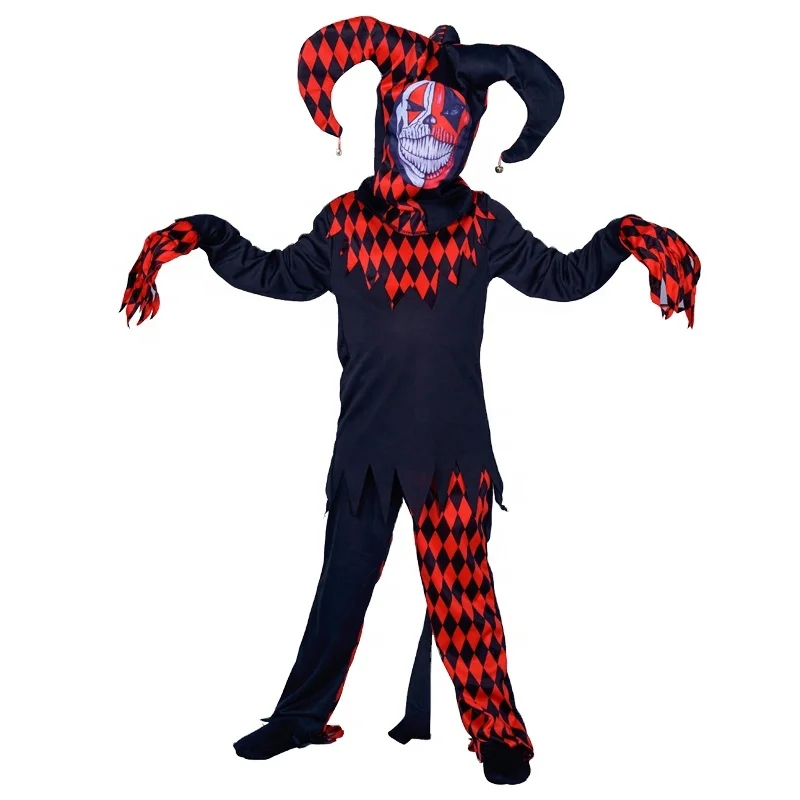 Halloween Party Cosplay Clown Fancy Dress Kids Horror Evil Clown Costume