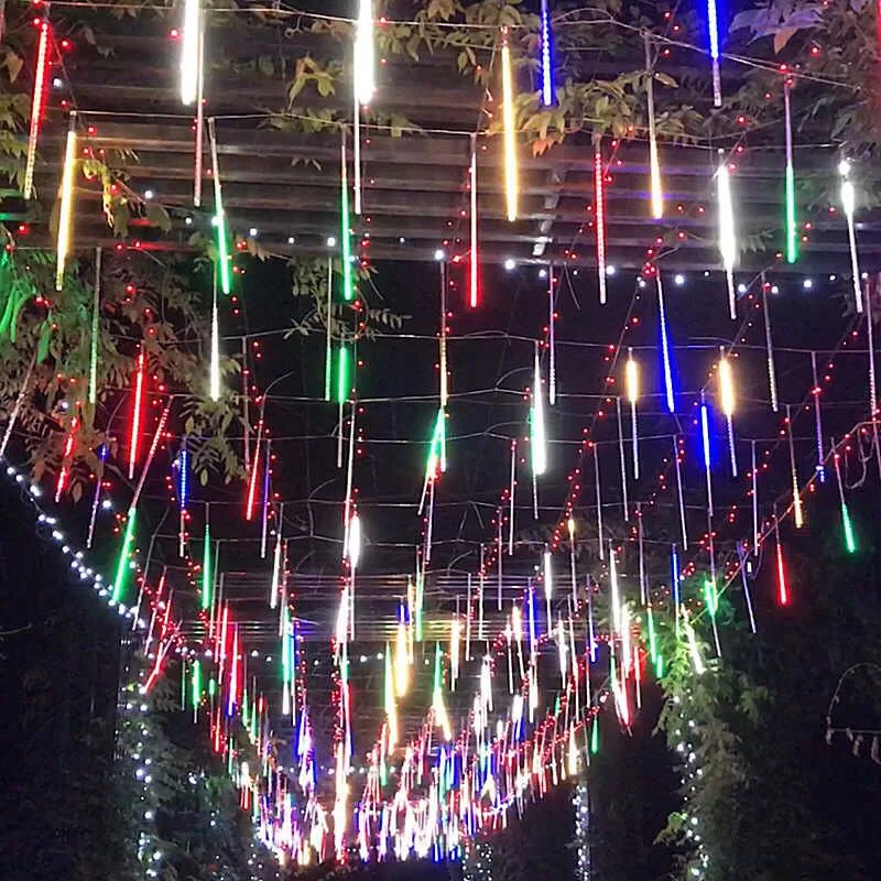 Outdoor LED meteor shower light solar meteor shower light Festival garden decoration  hanging tree light