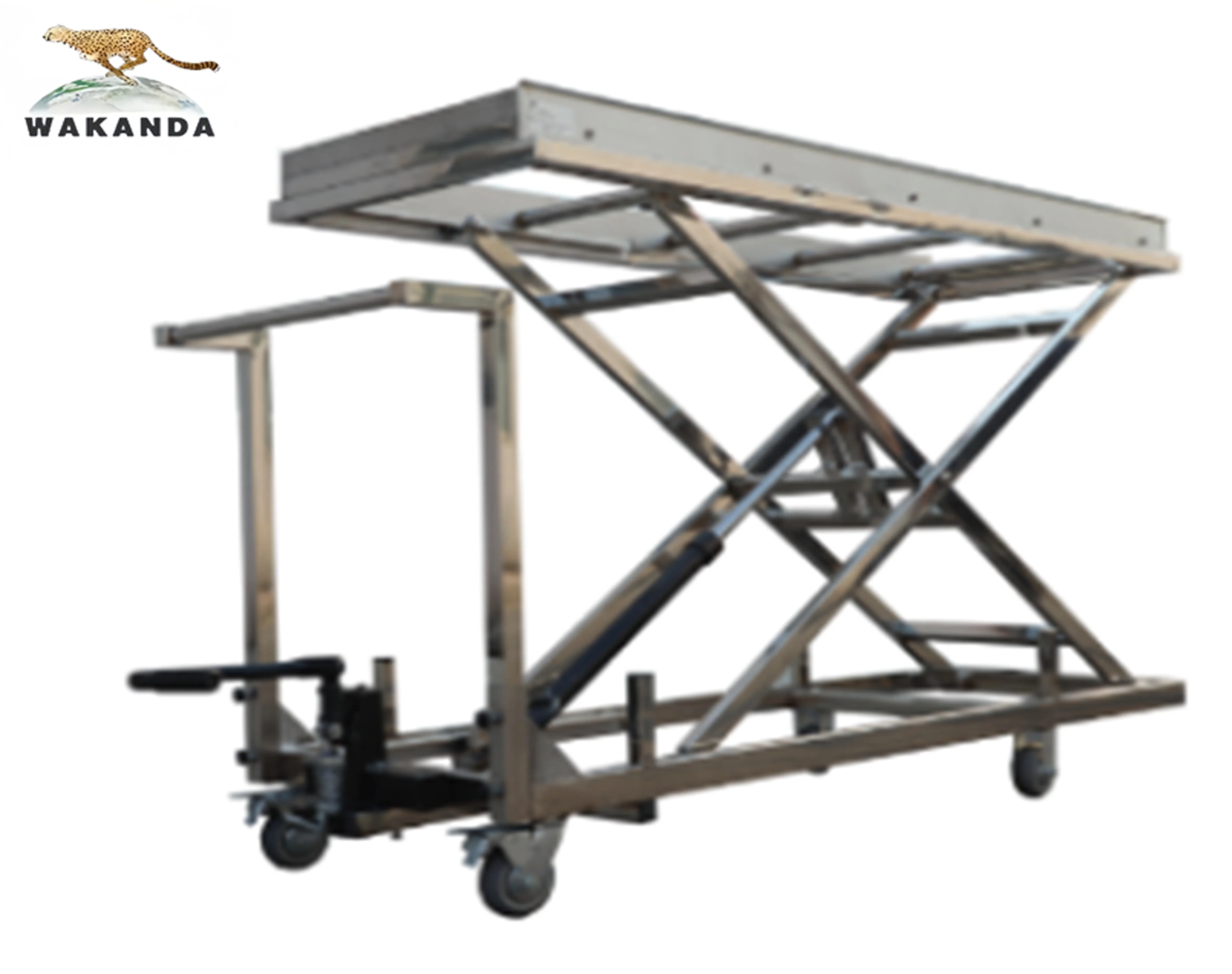 Medical Electric Hydraulic Single Scissor Lift With Tray 304 Stainless Steel Corpse Trolley For Funeral Use