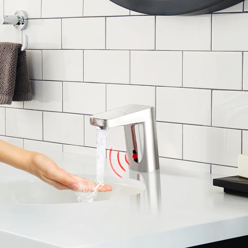 Smart Motion Infrared Sensor Faucet Automatic Touchless Chrome Vanity Faucets Bathroom Sink Faucet With Control Box
