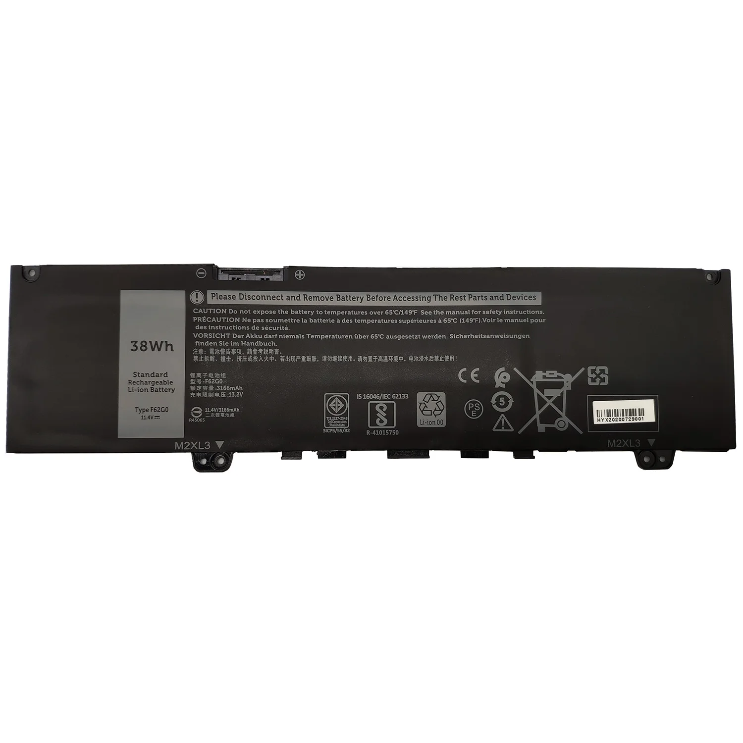 OEM ODM Digital batteries laptop computer f62g0 battery 38wh 11.4v for dell inspiron 13 5370 7370 7373 vostro  laptop battery