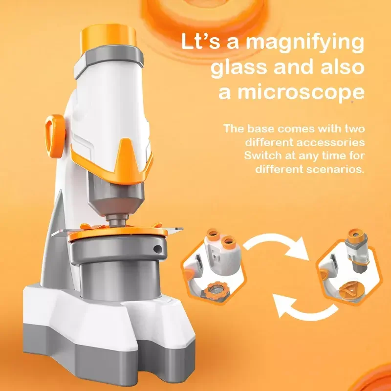 QS Wholesale Kids ASTEM  Biological Science Experimental Equipment Portable Small Optical 1200X Microscope Toy With LED Lights