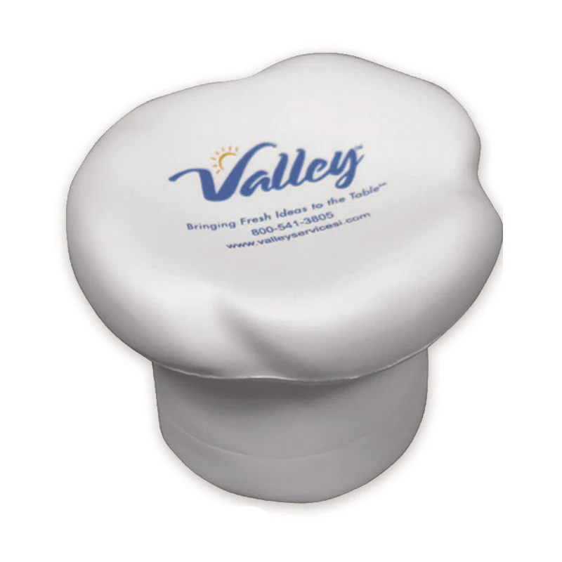 Promotional custom logo print anti stress relief PU foam chef hat stress ball