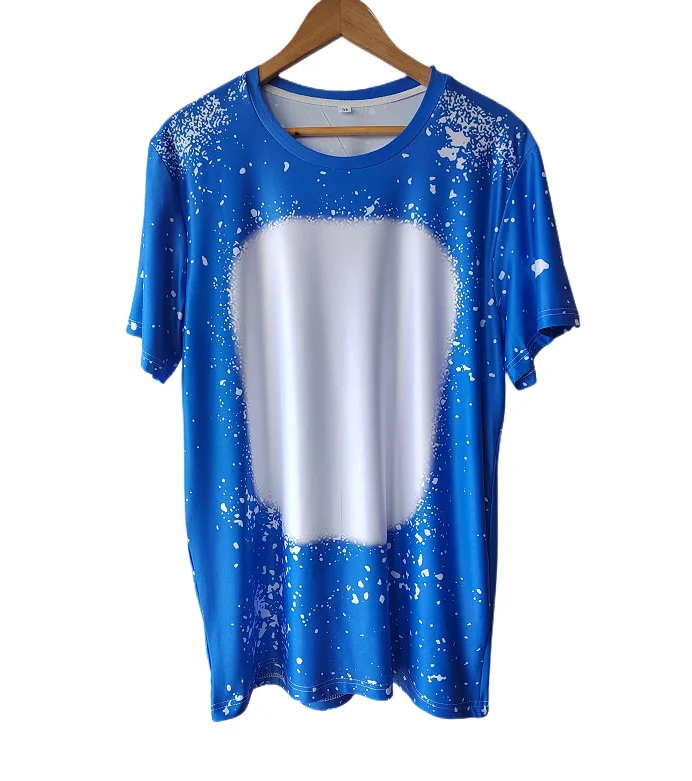 Custom USA size heat transfer 100% polyester pattern shirts unisex faux bleached blank sublimation t-shirts for adult and kids