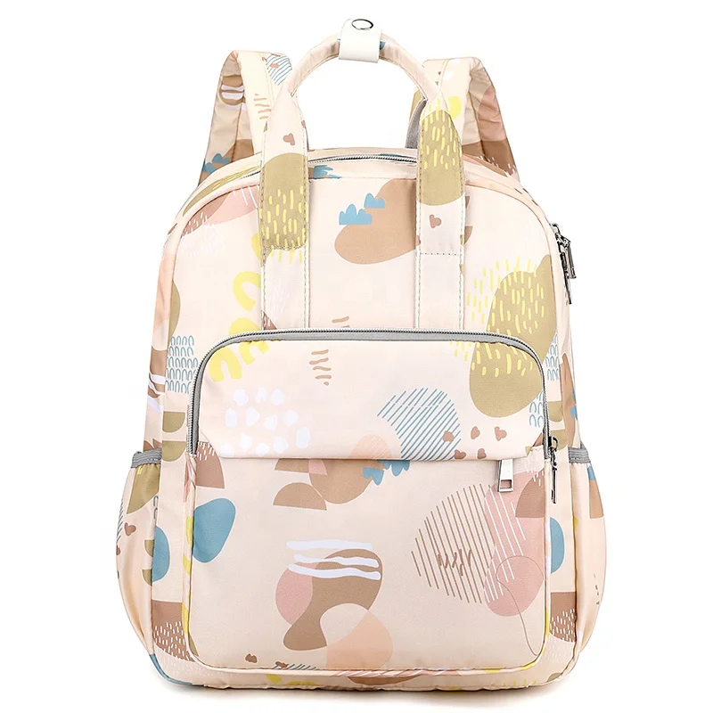 Wholesale New Design Colorful Printed Waterproof Large Capacity Washable Cloth Unisex Mom Baby Diaper Bags  Backpack