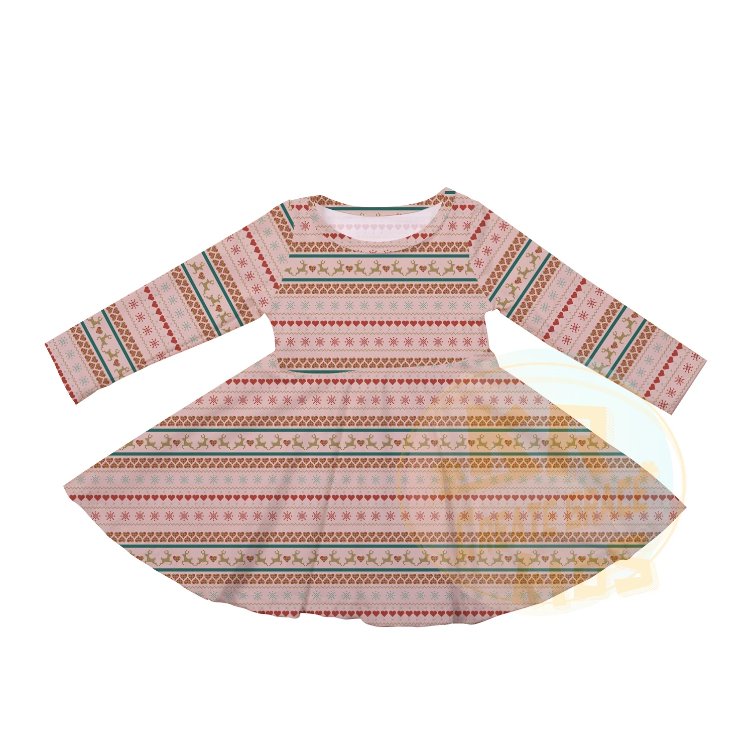 High Quality Toddler Autumn Clothes Long Sleeve Knitted Girls Dresses Print Christmas Tree Snowman Elk Santa Claus Stripe Full