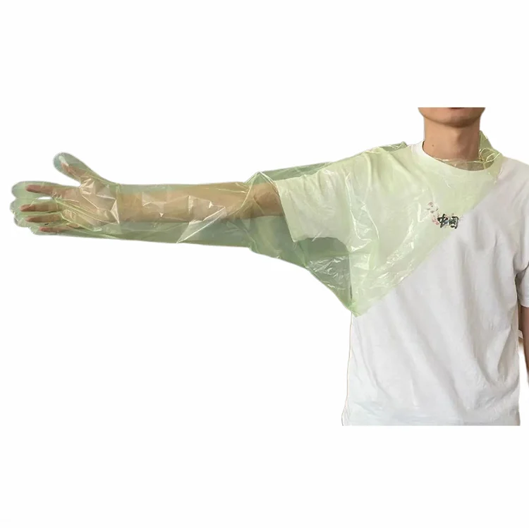 Comfortable Veterinary Obstetric Pe Gloves Folded Elbow Length Disposable Gloves