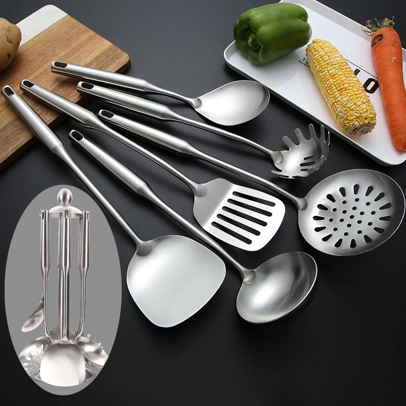 7pcs Customized food grade accessories tools kitchenware cooking cookware set stainless steel kitchen utensils