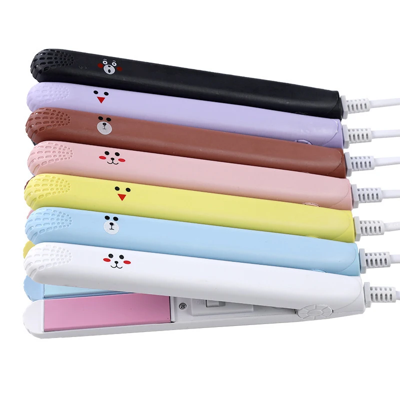Mini Portable Lovely Hair Straightener With Iron-Proof Design Shell 2 In 1 Hair Straightener