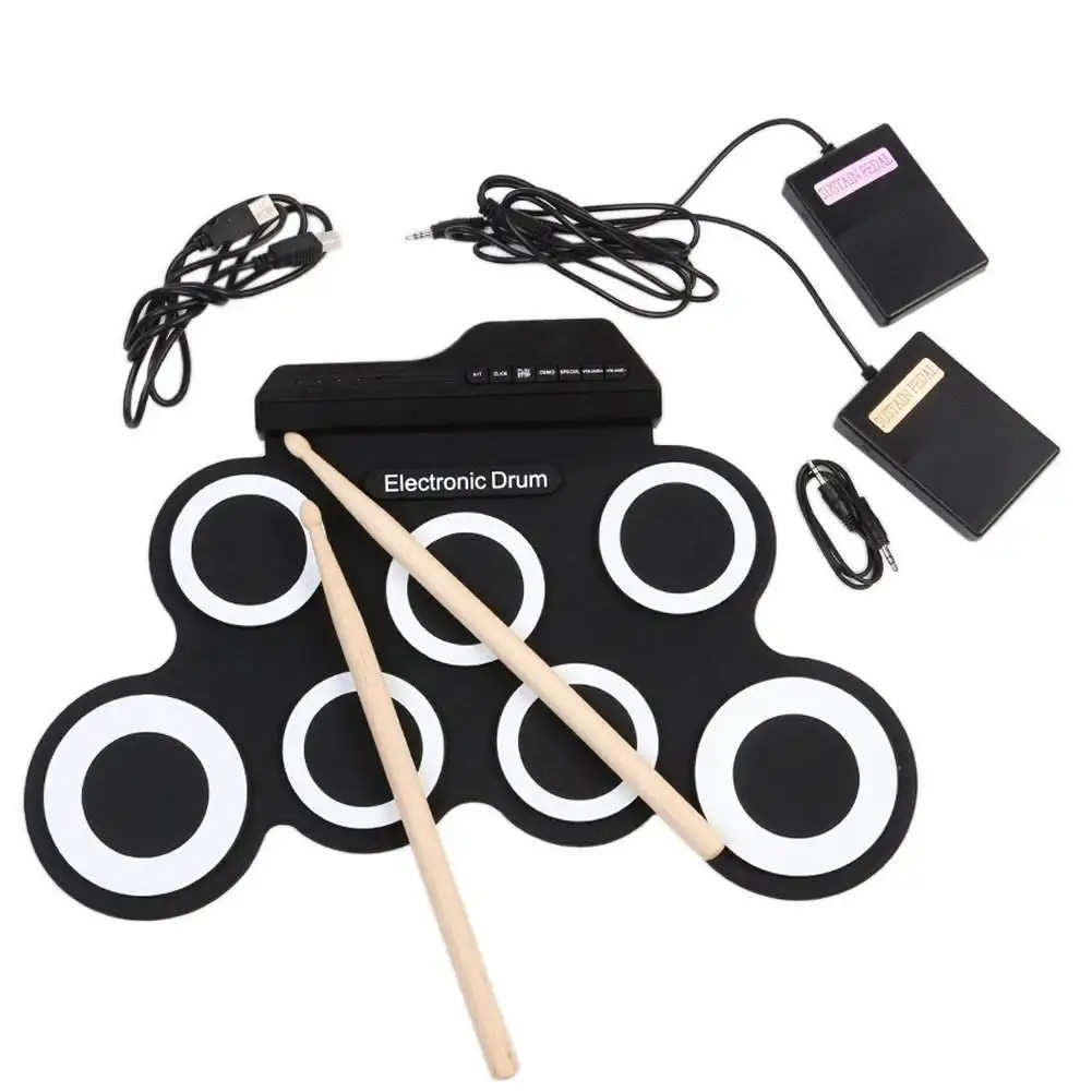YIZHI Beginner Roll Up Drum Set USB Rechargeable Musical Instrument Portable Digital Bass Jazz Electronic Drum Kit