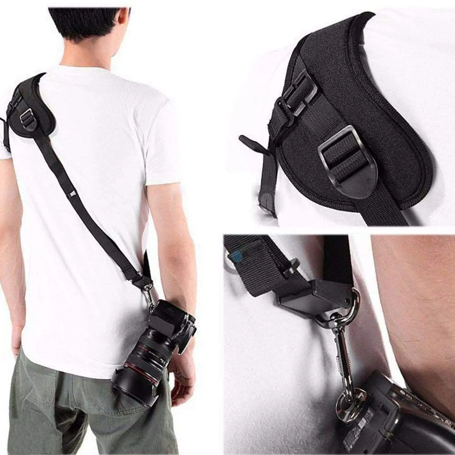 
Customize Camera Padded Shoulder Neck Strap Sling Belt Quick Release Safety Black for Women Men All DSLR Universal SLR Cameras 