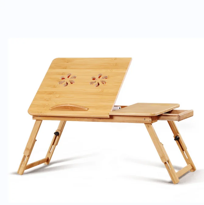 Adjustable Multifunctional Foldable Laptop Desk Bamboo Laptop holder Notebook Computer Table Folding Laptop Table for bed