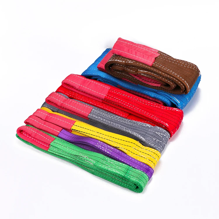 European standard  hot sale 5 ton brown Polyester  eye to eye flat web sling