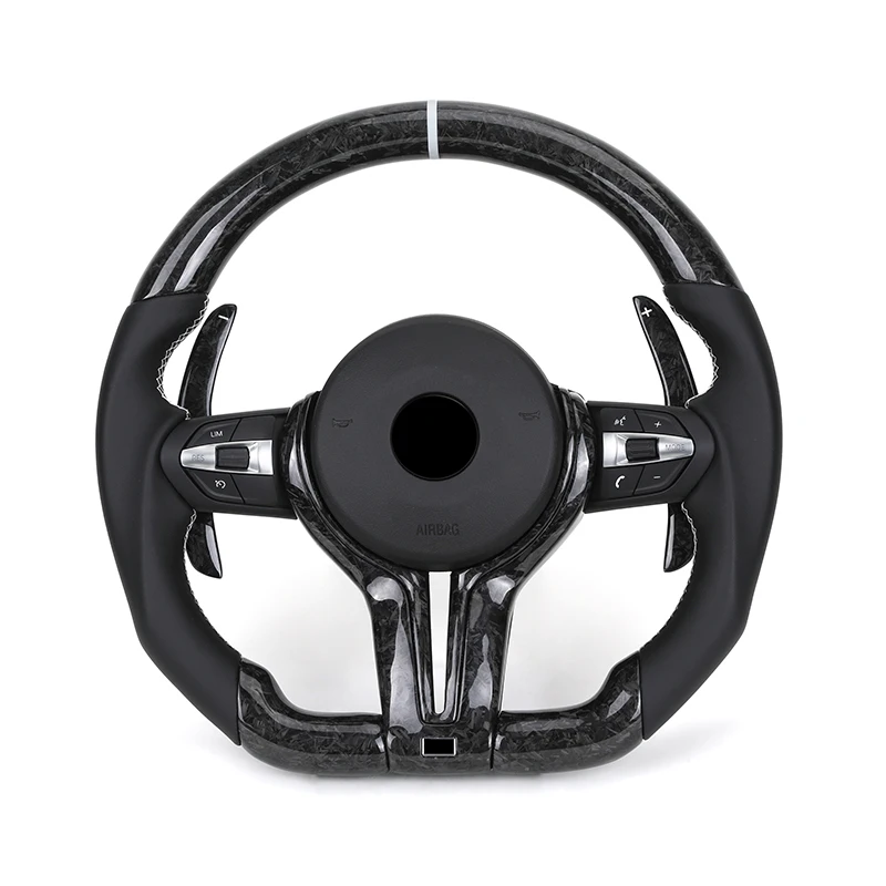 With Forged Carbon Trim Half Leather Carbon Steering Wheel for BMW X5 E70 X6 E71 X1 E84 E60 E90 E91 E92 E93 E88 Z4 E89 F10 F30
