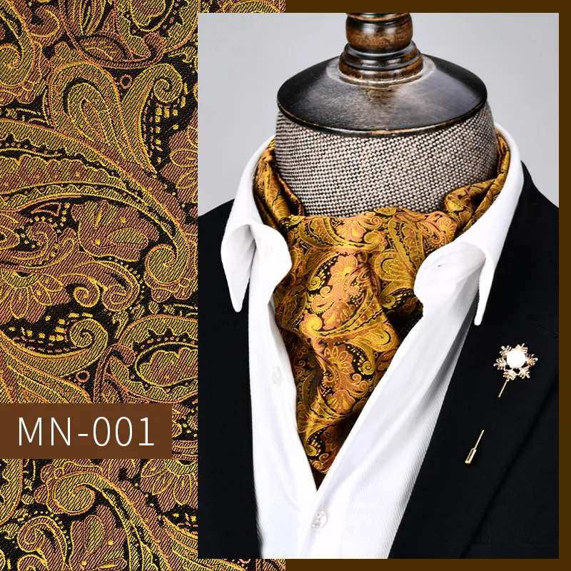 Классический мужской галстук Ascot с цветочной шелковой вышивкой, роскошный жаккардовый галстук для банкета, мужской галстук Ascot Пейсли, мужской костюм
