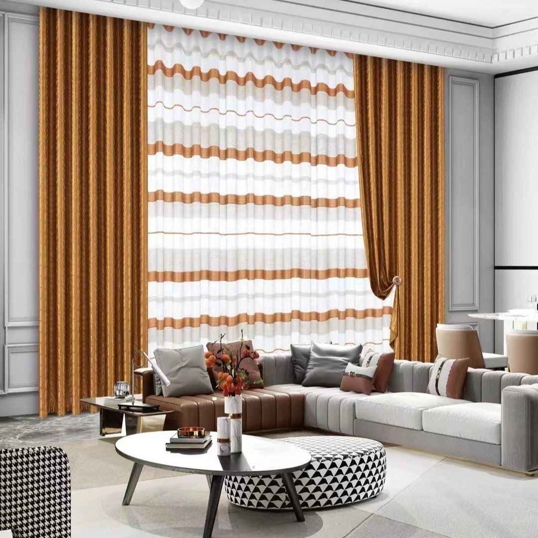 Fancy Geometric Pattern Jacquard Curtain Fabric Roll home Textiles