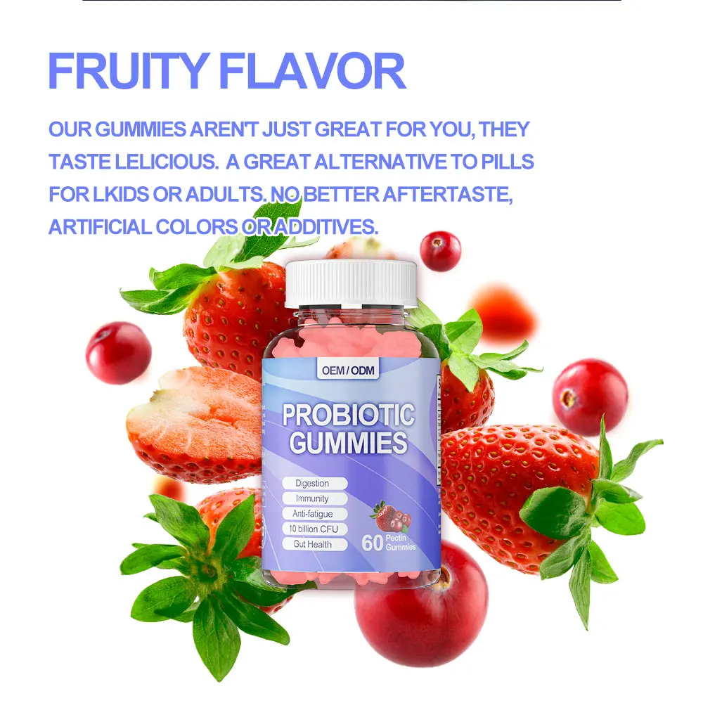 Hot Selling Probiotic Gummies Natural Probiotics No Chemical Compounds Probiotics 10Billion CFU Whitening From the Inside Out