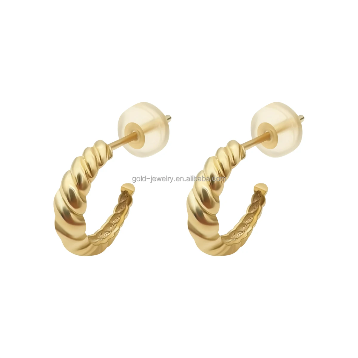 Gold Cheap Price Twist Earring Wholesale Women Gold Jewelry Earrings 9k Real Solid Charm Earrings Yellow Gold Trendy
