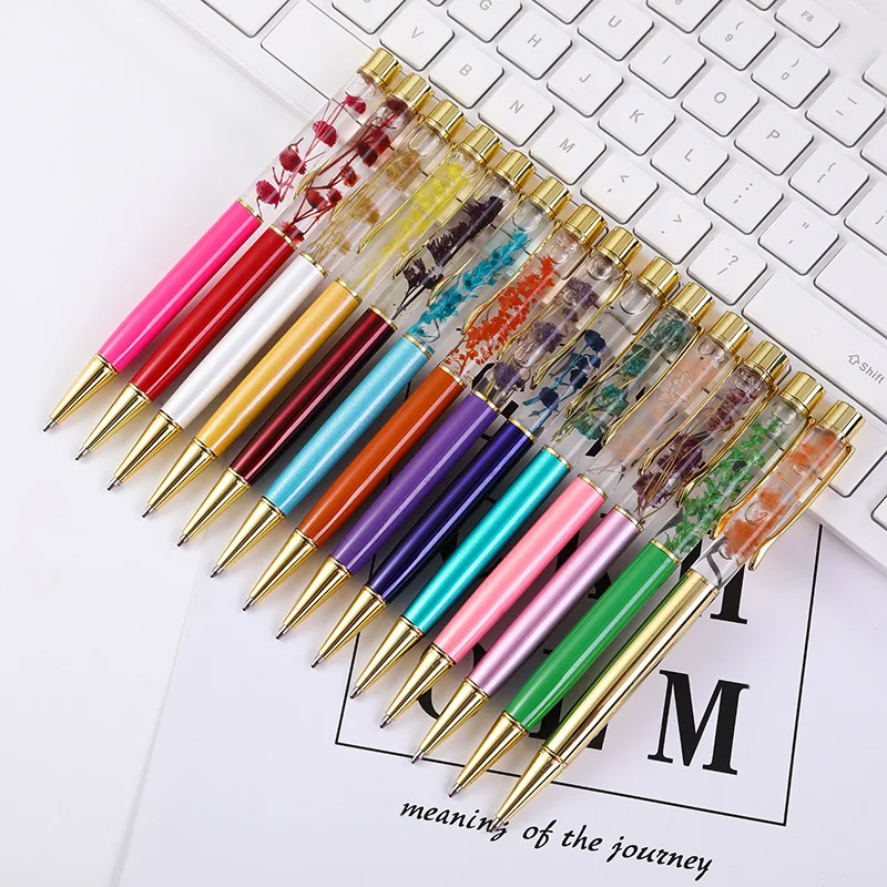 Жидкий Цветочный Кристалл подарок шариковая ручка цветочный зажим поворотная с пользовательским логотипом