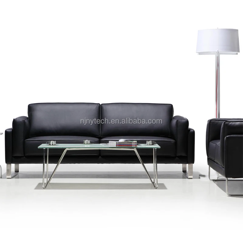 modern simple design sofa set Italian minimalist leather business reception office sofa set sofa with metal legs