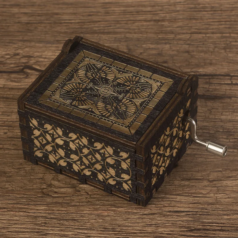 2021 New Arrival Custom Mini Hand Crank Laser Engraved Hand Crank Wooden Music Box