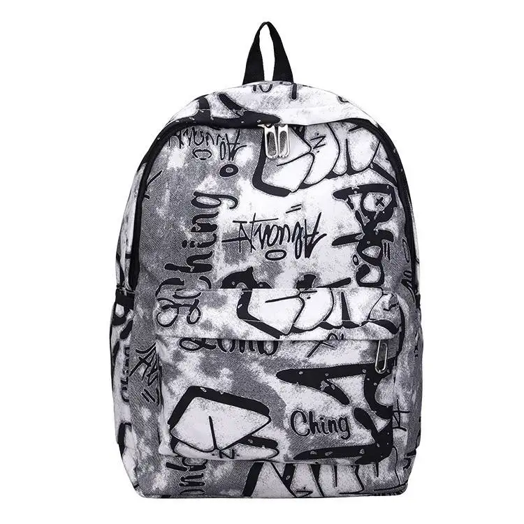 Large-Capacity Schoolbag for Junior High School Students Personalized Letters Print Shoulder Bag with Laptop Use