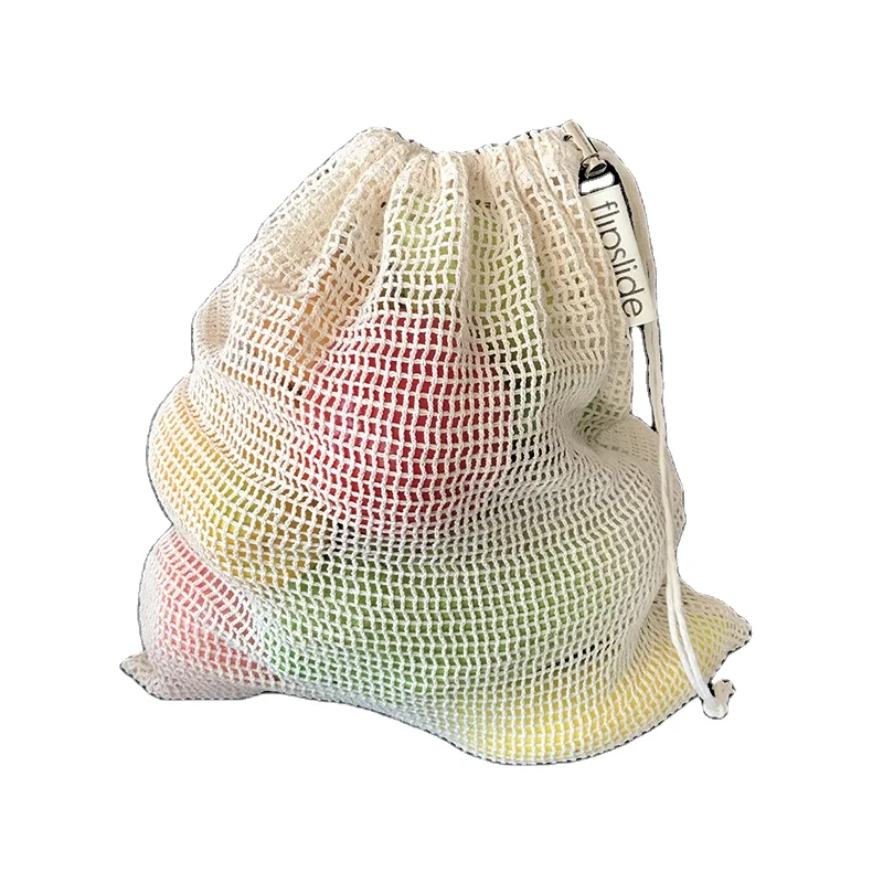 High Quality Cotton Mesh Pouches Drawstring With Label Bulk Cotton Net Bags