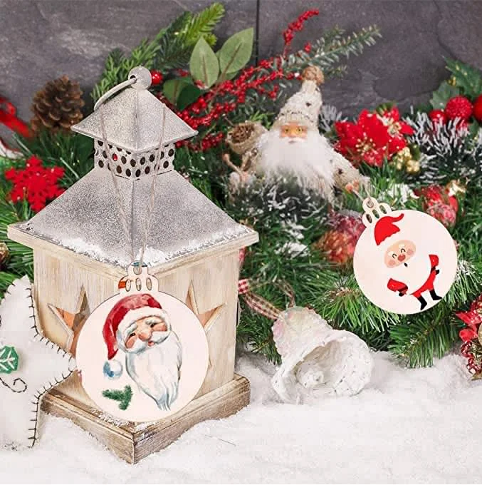 Bestselling 60 PCS DIY Wood Circles Decorations Wooden Christmas Ornaments for Crafts Centerpieces Holiday Hanging