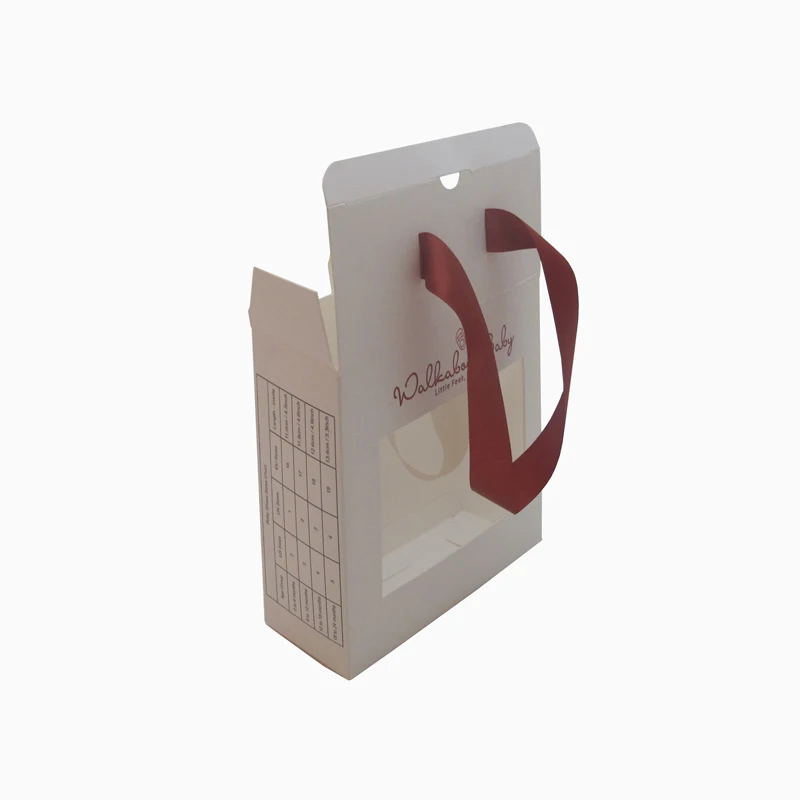 Wholesale Hot Selling Baby Shoe Paper Packaging Boxes With Window Customize Logo Printing  Paper Box With Handle