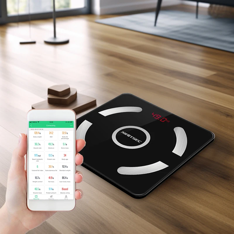 Leaone Customized Colors 180kg Bluetooth Digital Body Fat Scale Analyzer Digital Electronic Bathroom Bluetooth Weighing Scale