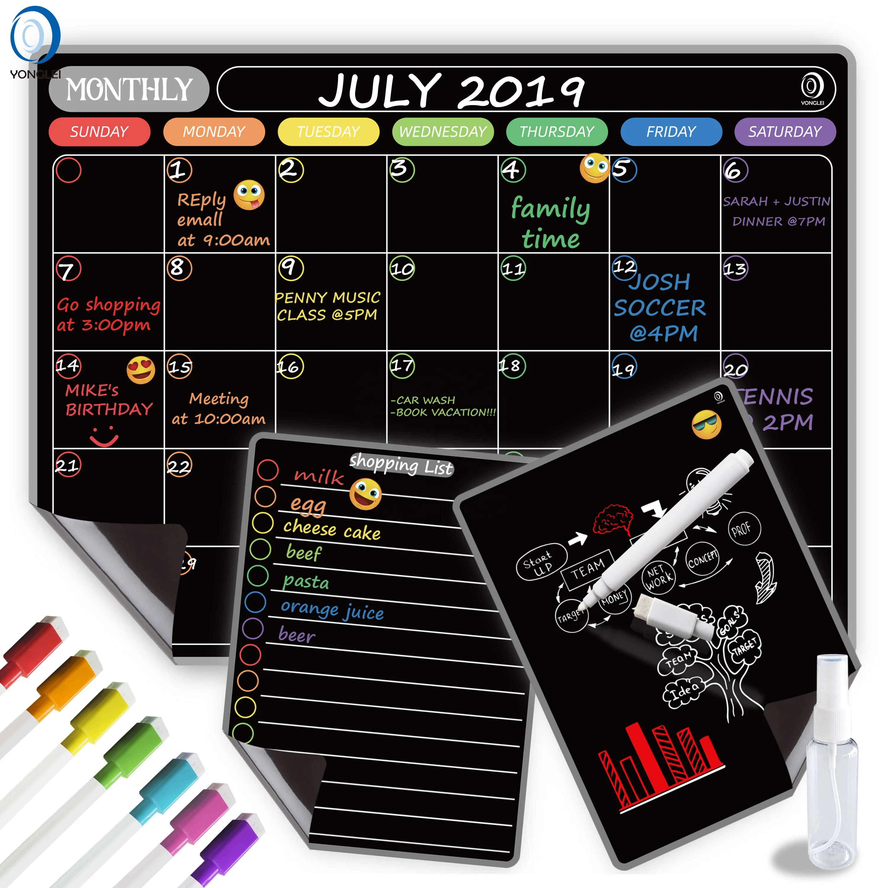 
10.5P-6 Magnetic chalkboard sticker chalkboard calendar for refrigerator 