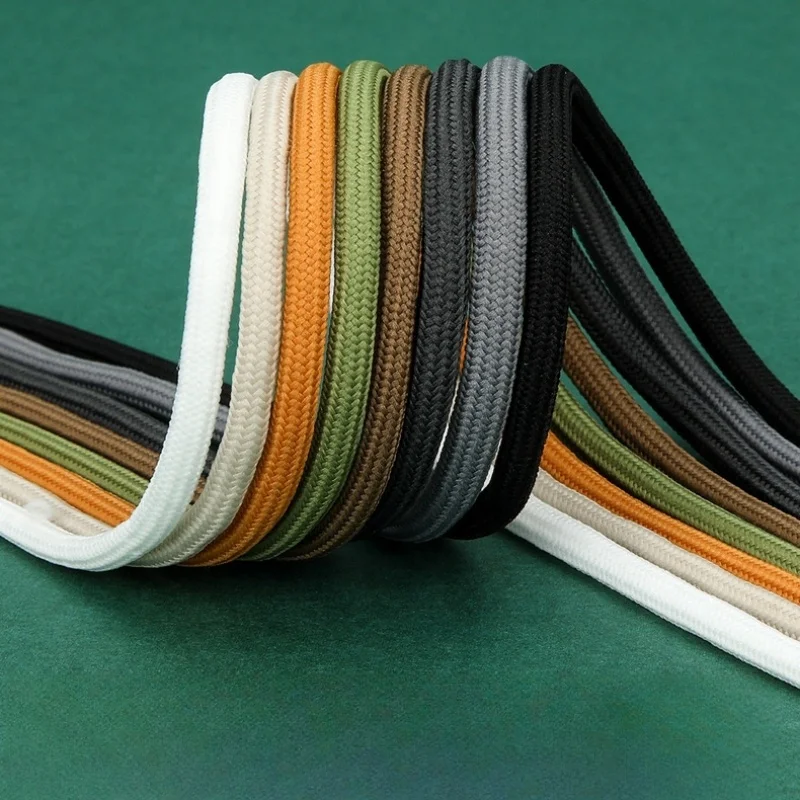 Custom colorful 3-8mm polyester Cotton elastic thick width 50-200 cm length flat shoelaces for sneakers