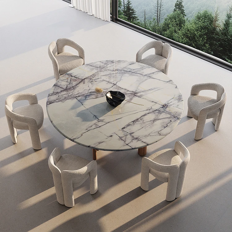 new design wabi sabi dining table set modern turkish green natural marble top round dining table set for 6