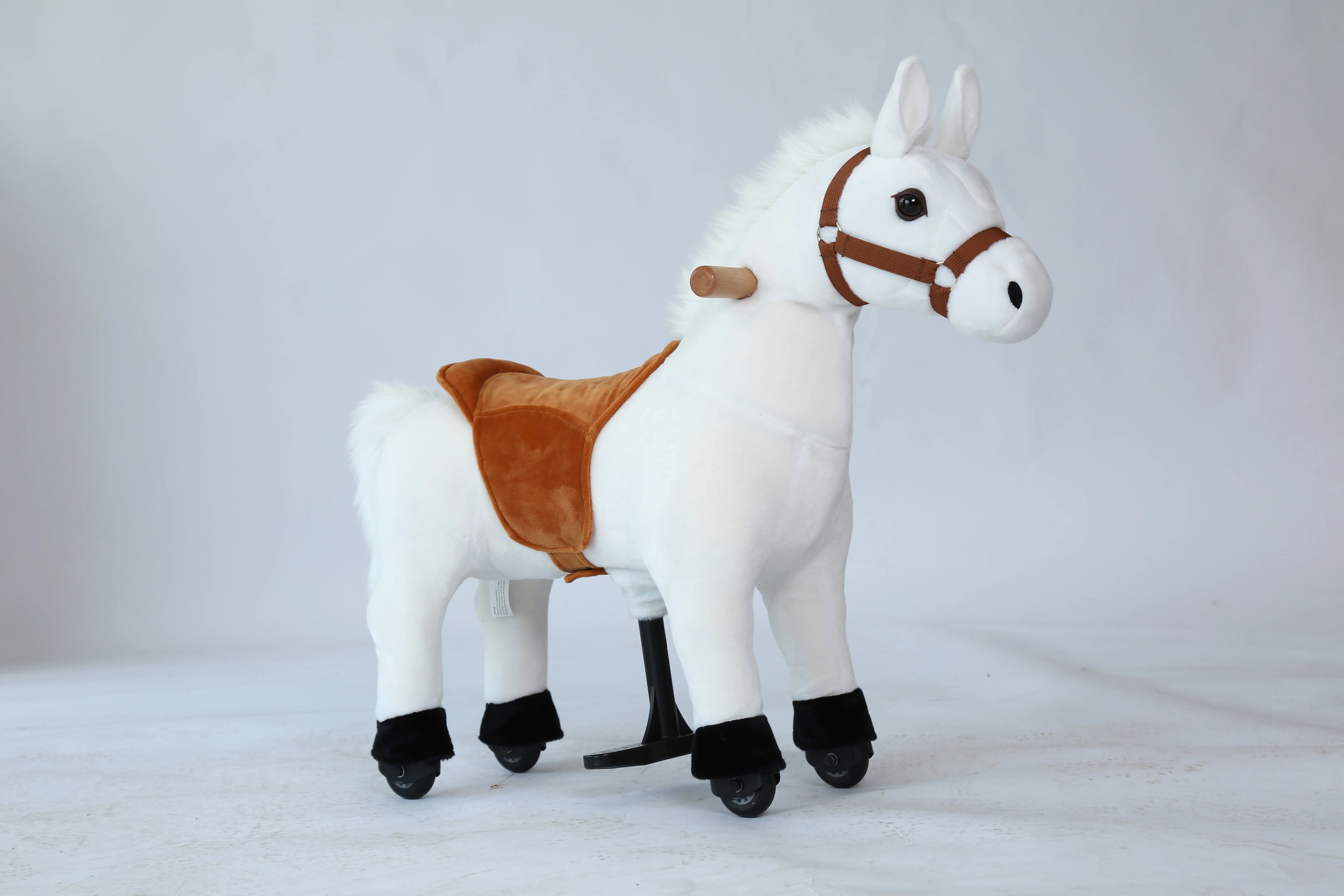 Ride-On Horse Mechanical ony Brown with White Hoof Giddy up ony Plush Walking Animal