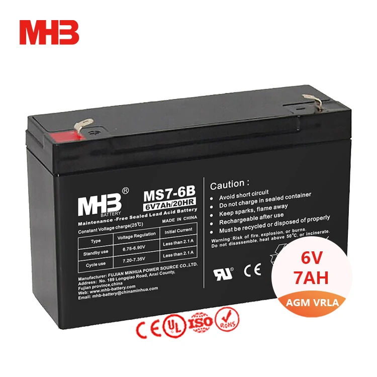Ms7-6B аккумуляторная батарея Mhb Batterie de voiture AGM DC 6 В 7 А/ч 20 ч свинцово-кислотная для коммуникационного оборудования