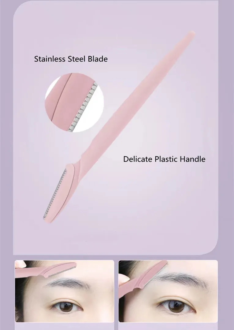 Customized Colors Stainless Steel Eyebrow Trimmer Razor Women Hair Remover Face Shaving Beauty Blade