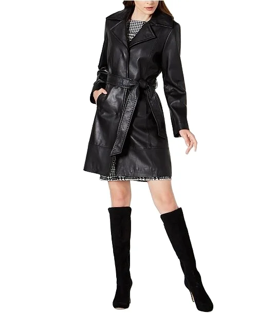 leather long coat for women.