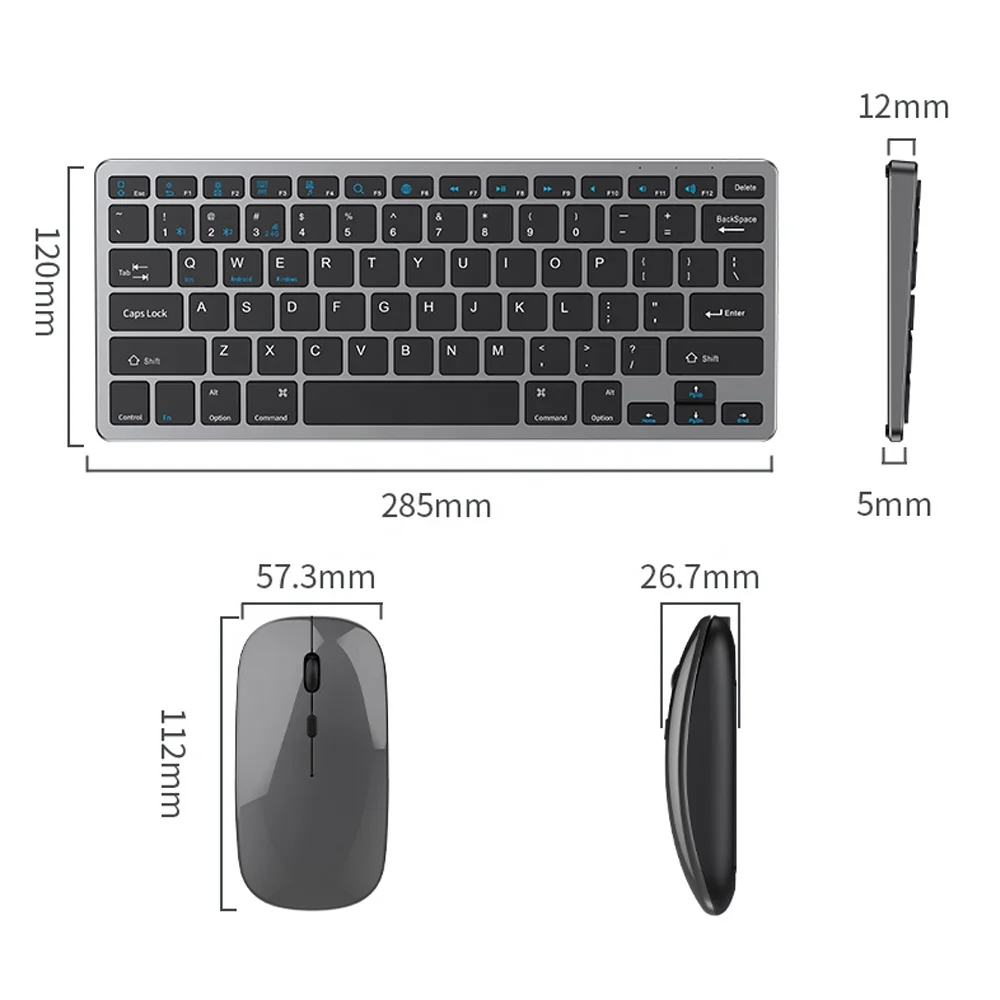 Ultra Thin Bluetooths Keyboard and Mouse Combos Fashion Multimedia BT 3.0 +BT 5.0+2.4G Wireless 3 Mode Keyboard for IPad iPhone