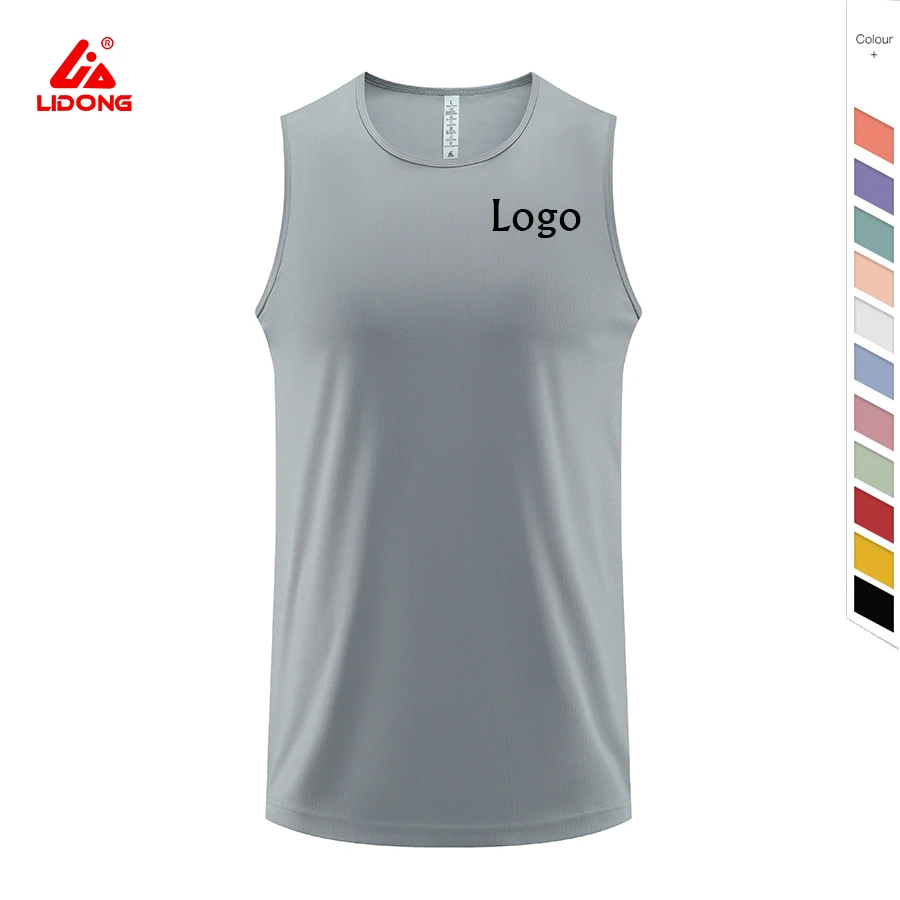 Lidong custom own logo  high quality white plain quick-drying breathable soft sleeveless t shirt vest