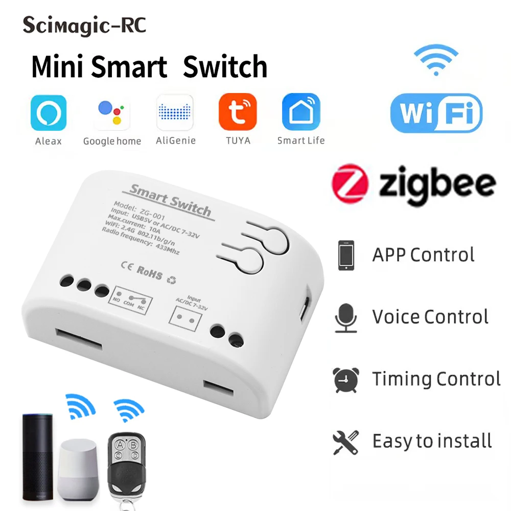 Smart Zigbee Switch DC 12V 24V Module 1 Channel Tuya Automation DIY Circuit Breaker Control Works with Alexa Google Home