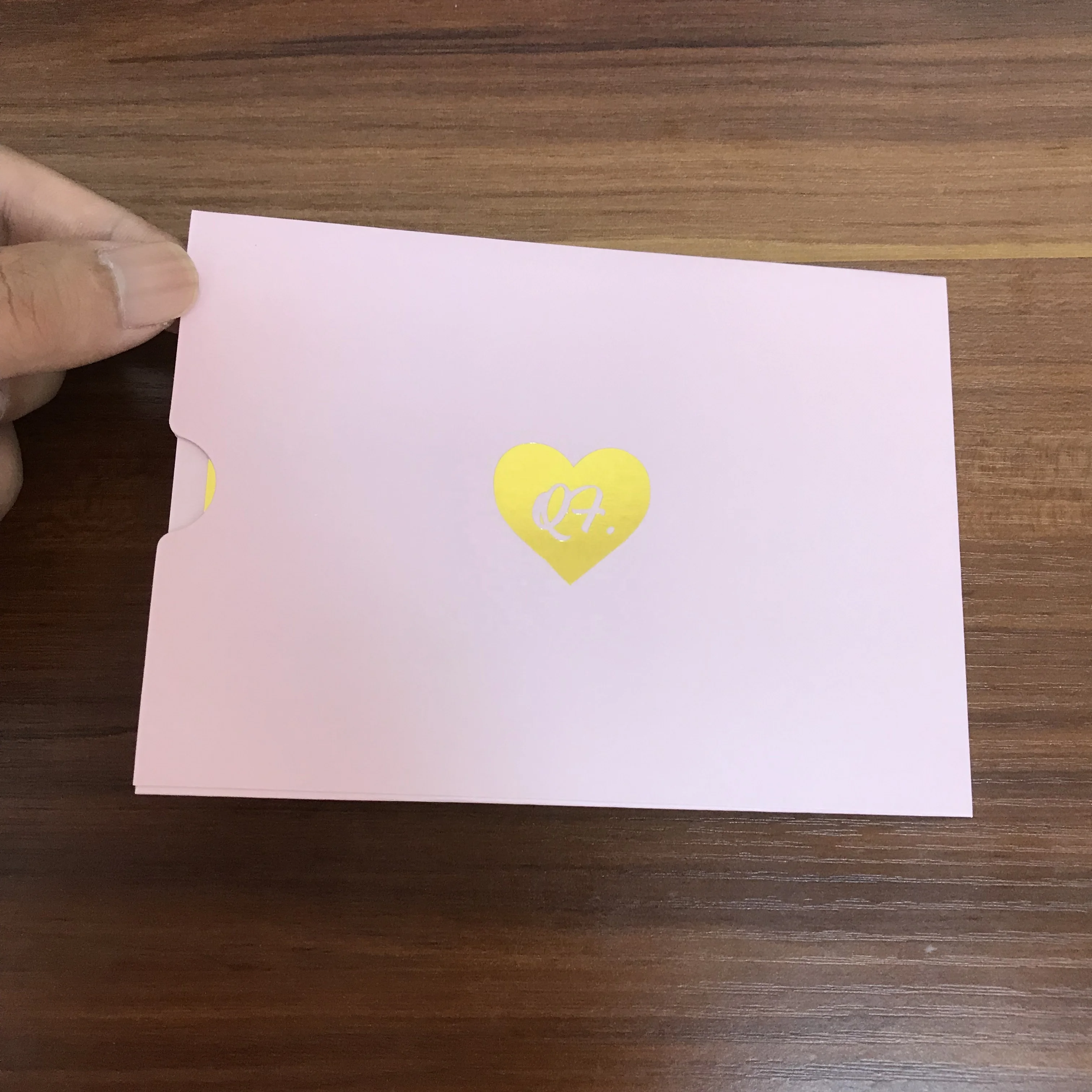 Factory Direct Custom Printed Luxury Both Side Gold Foil Hot Stamp Pink Colour Thank You Birthday Happy Greeting Cards