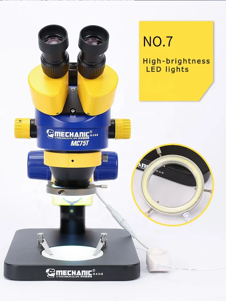 MECHANIC MC75T-B1 Lifting Trinocular Stereo Microscope 7-45x Continuous Zoom PCB Mobile Phone Repair Inspection Tool