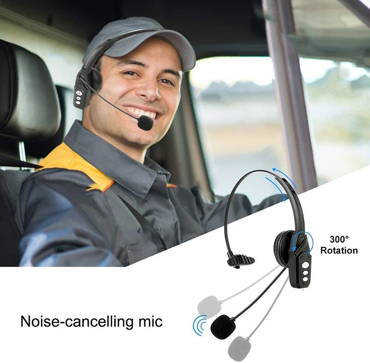 Wireless Business BT5.0 Call Center Headset with Noise Cancelling Mic