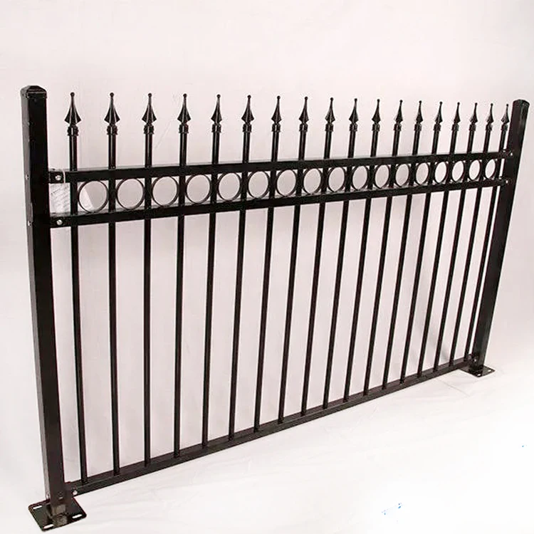 black powder coated corten steel square tube metal boundary wall fence E-coating tubular wrought iron fencing
