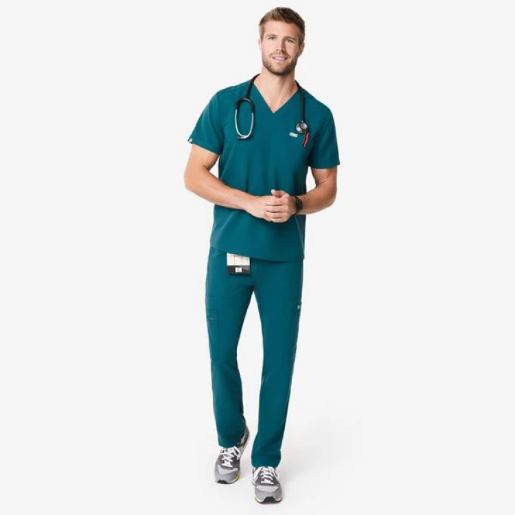 Fast Delivery V Neck Straight Pants Scrubs Tops Printed Logo New Athletic Scrubs