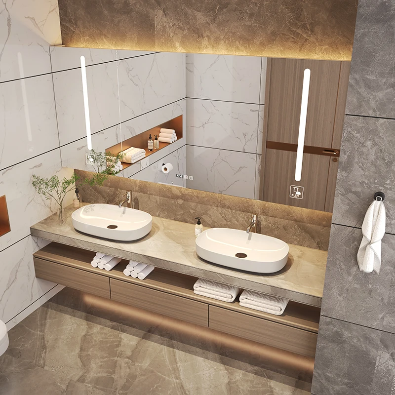 Hot Selling Wall Mounted Stainless Steel Waterproof Bathroom Storage Mirror Cabinet Set  Bathroom Vanities