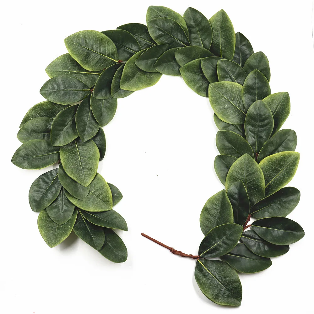 Natural touch artificial green leaves greenery garland wholesale magnolia leaves